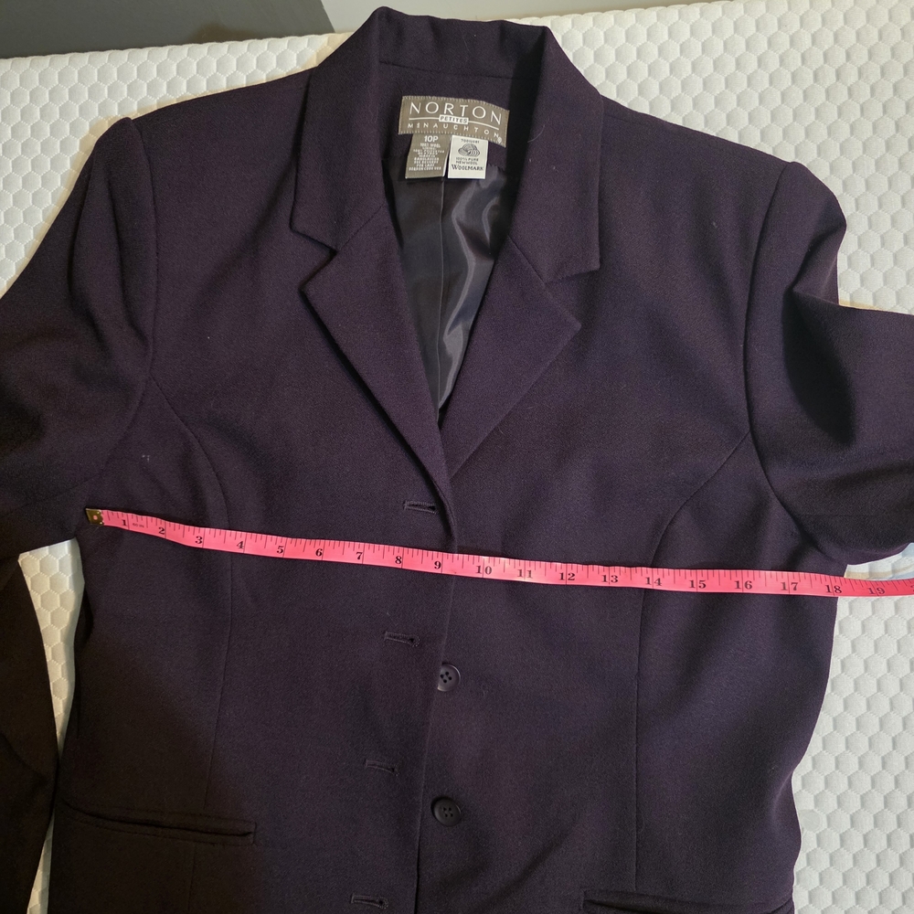 Norton McNaughton Petite Wool Blend Blazer 10P Deep Eggplant Purple‎ - Picture 4 of 6